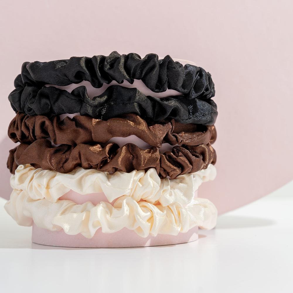 Lookfantastic Brushworks Skinny Satin Scrunchies - 6 Pack