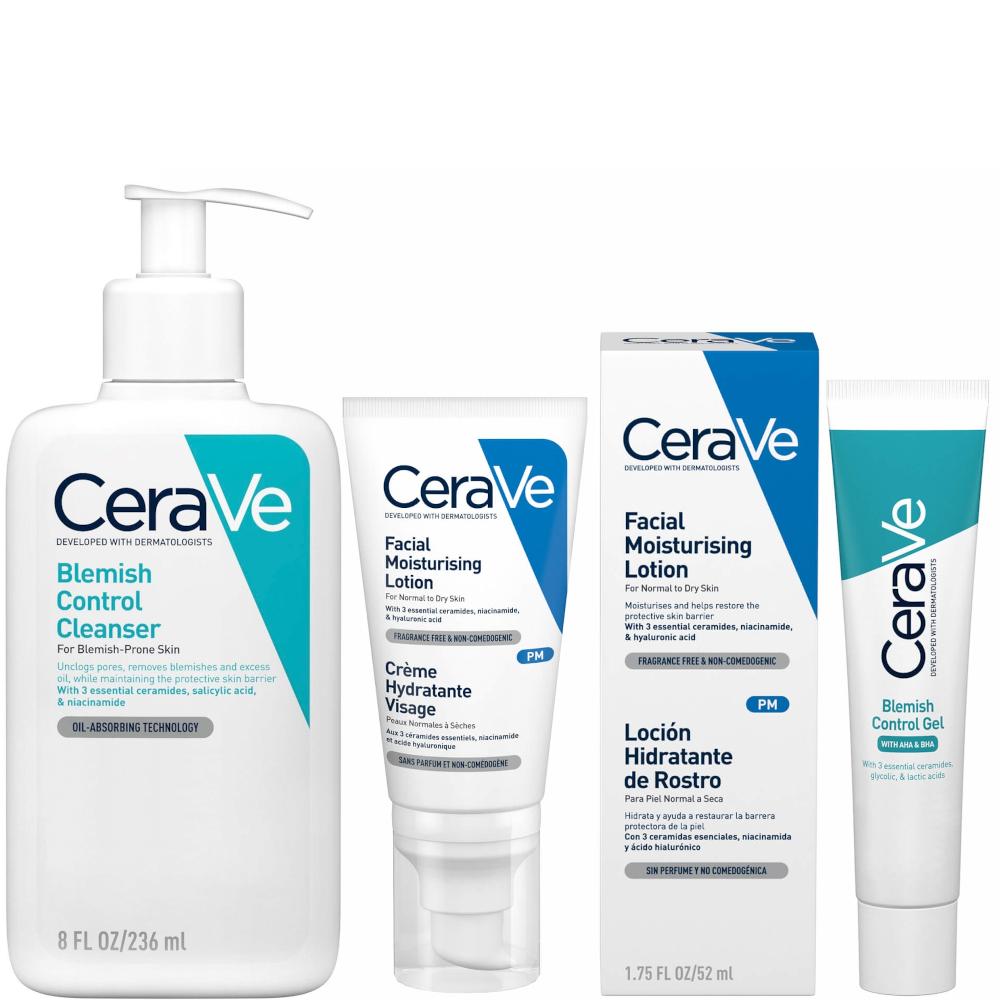 lookfantastic CeraVe 3-Step Blemish Control and Moisturising Evening Routine for Oily to Blemish-Prone Skin with Salicylic Acid
