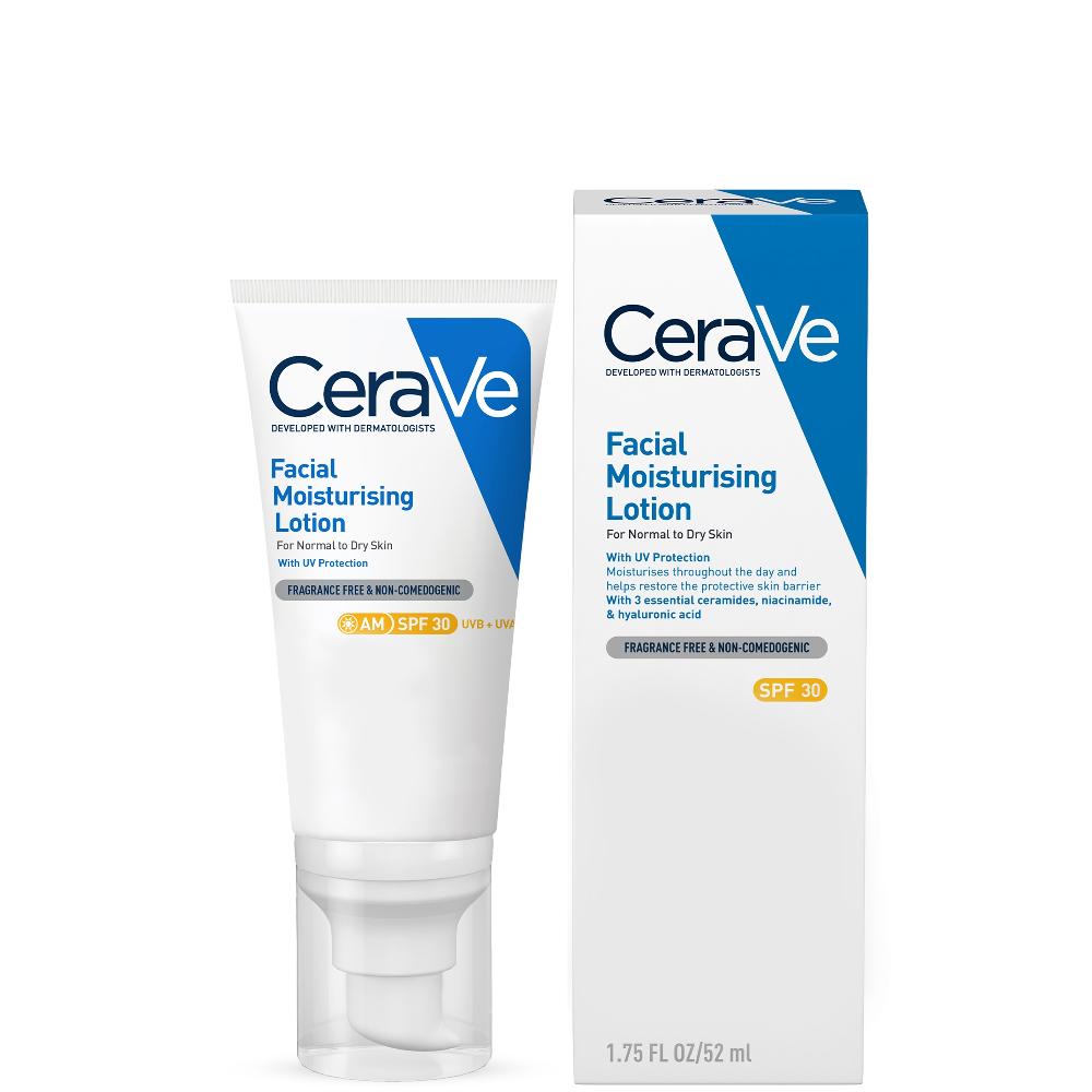 lookfantastic CeraVe AM Feuchtigkeitsspendende Gesichtslotion LSF 30 mit Ceramiden für Normale bis Trockene Haut 52 ml