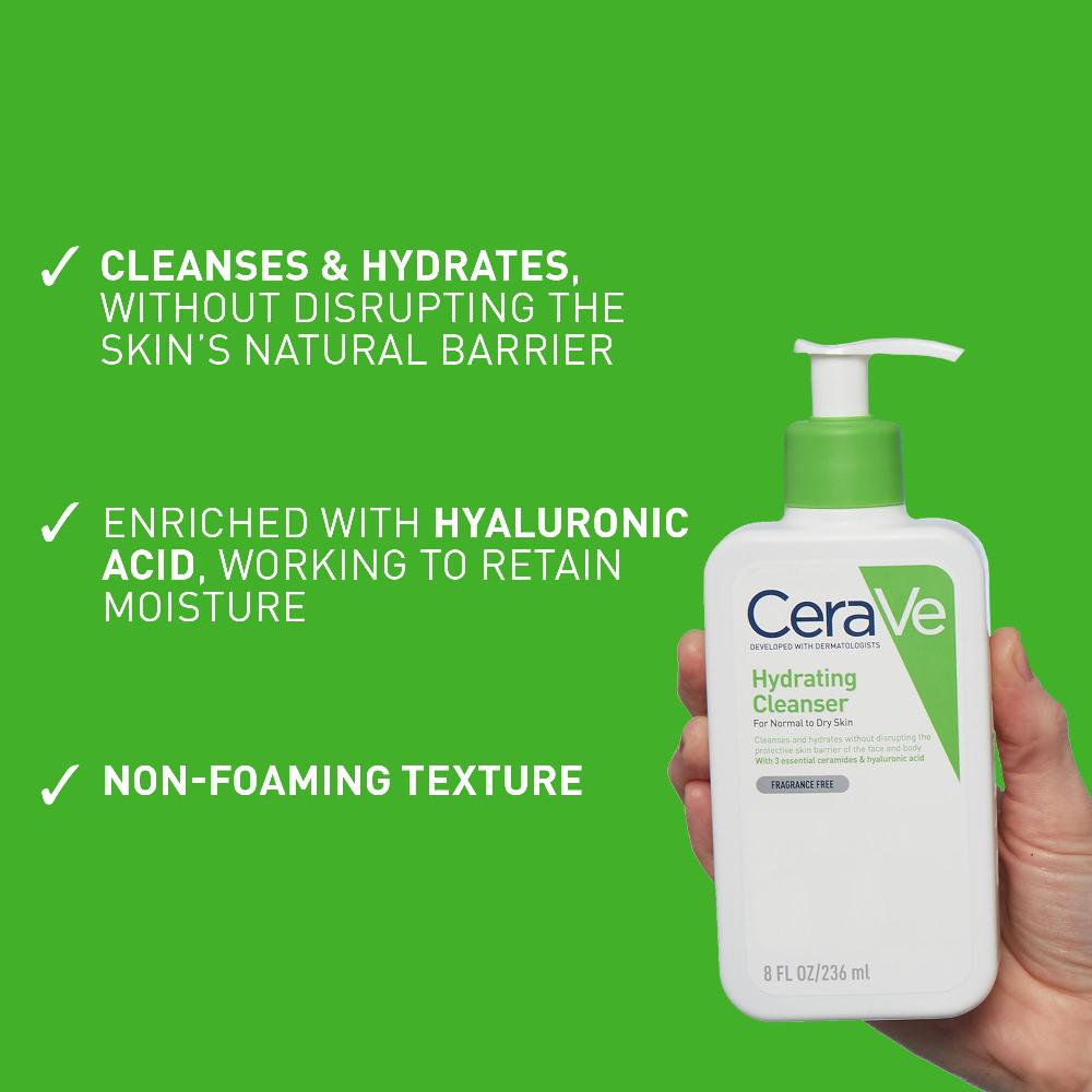 Lookfantastic CeraVe Cleanse And Protect Face Routine For Dry Skin Hydrating Cleanser And Facial Moisturiser With SPF 50