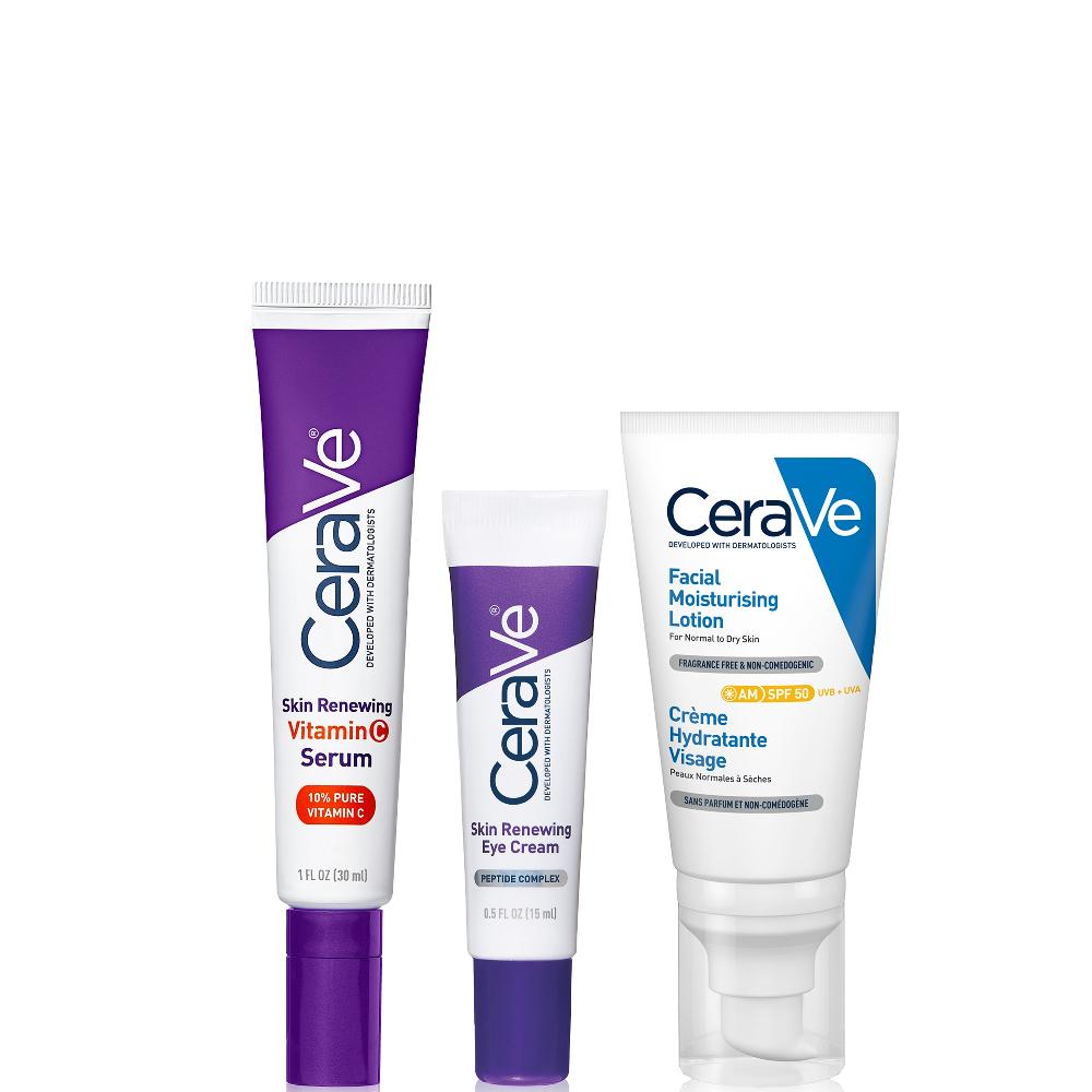 lookfantastic CeraVe Daily Care Routine for First Signs of Ageing Eye Cream Vitamin C Serum and Moisturiser with SPF50
