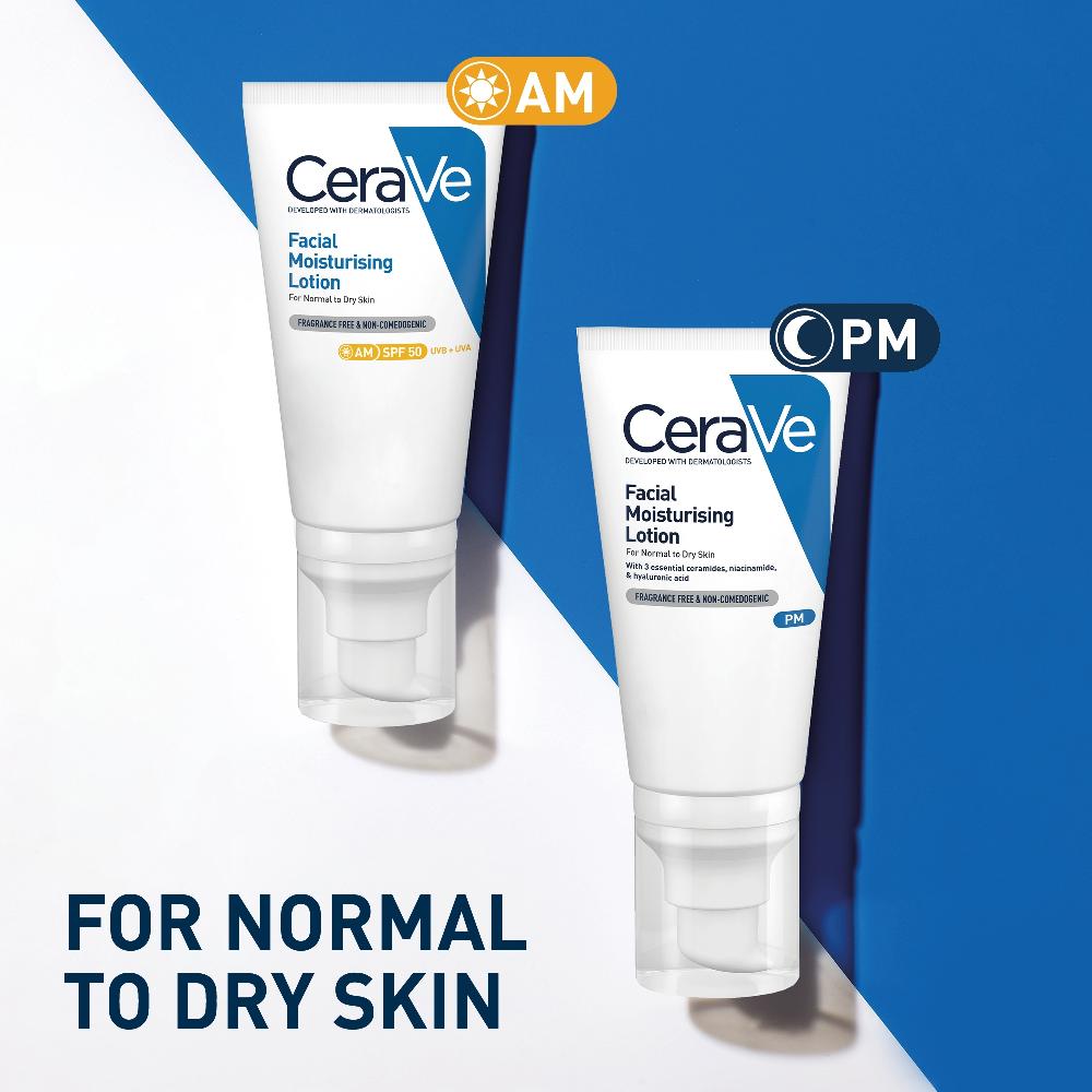 Lookfantastic CeraVe Day & Night Facial Moisturising Duo For Dry Skin With SPF 50 And Niacinamide