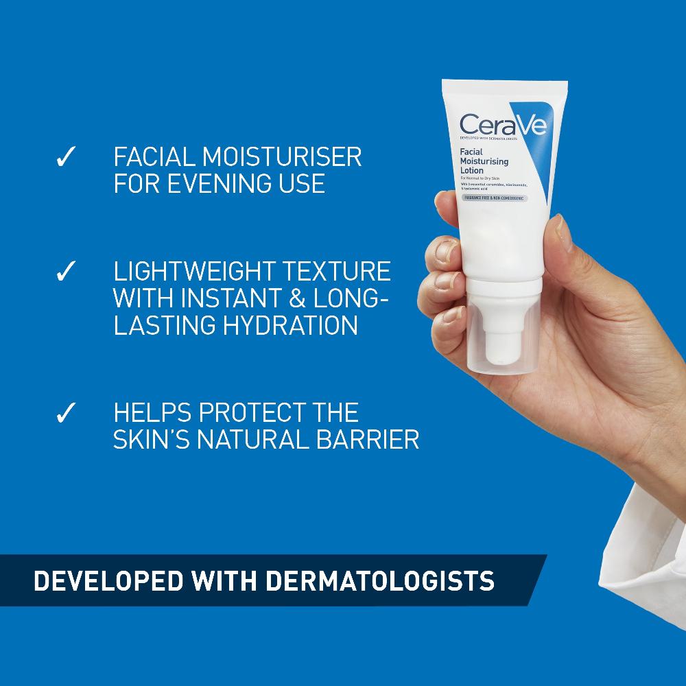 Lookfantastic CeraVe Evening Moisturising Routine For Dry Skin Body And Face Moisturiser With Hyaluronic Acid