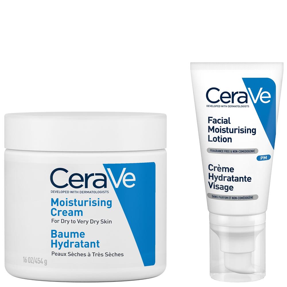 lookfantastic CeraVe Evening Moisturising Routine for Dry Skin Face and Body Moisturiser with Hyaluronic Acid