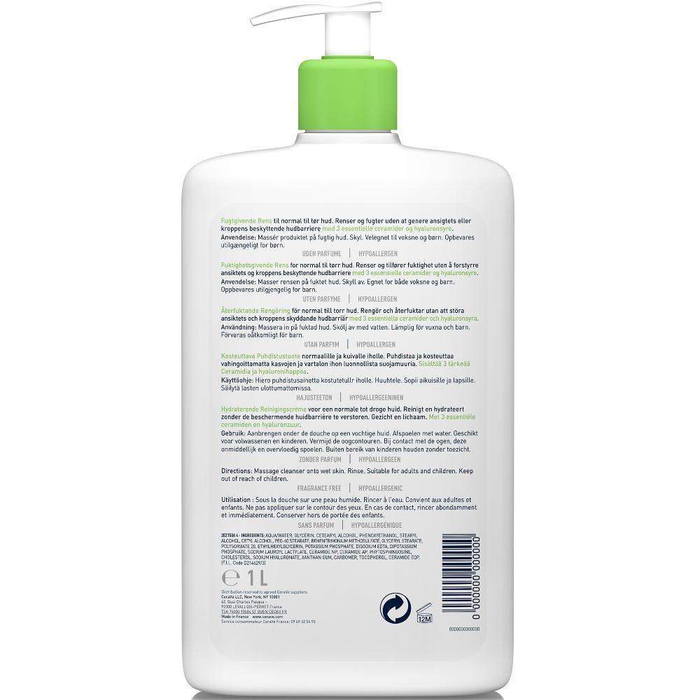 Lookfantastic CeraVe Feuchtigkeitsspendende Gesichtsreinigung Mit Hyaluronsäure Für Normale Bis Trockene Haut 1000 ml