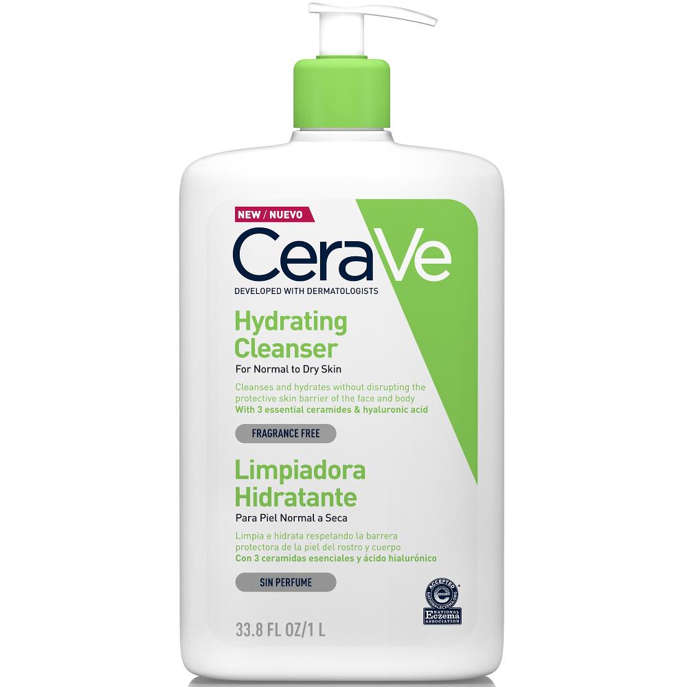 lookfantastic CeraVe Feuchtigkeitsspendende Gesichtsreinigung mit Hyaluronsäure für normale bis trockene Haut 1000 ml