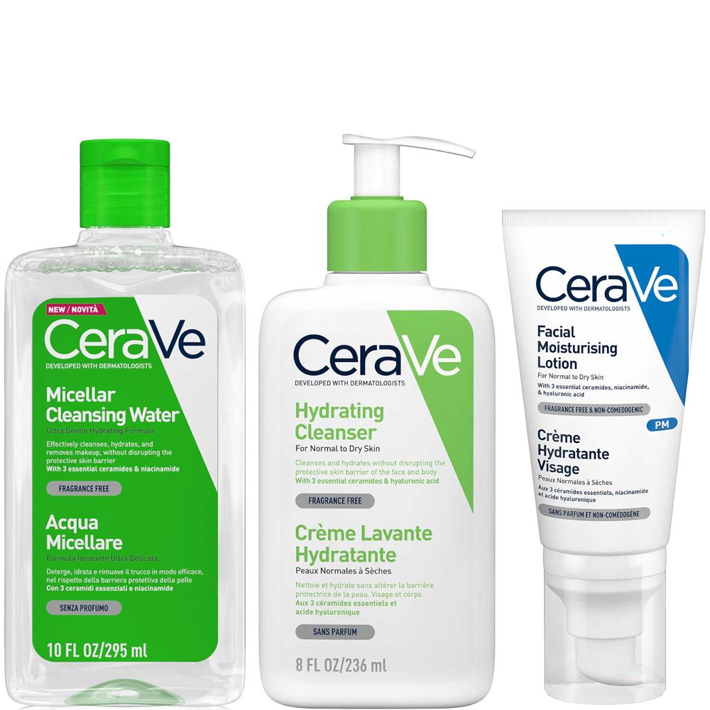 lookfantastic CeraVe Hydrating 3 Step Double Cleanse and Moisturise Bundle