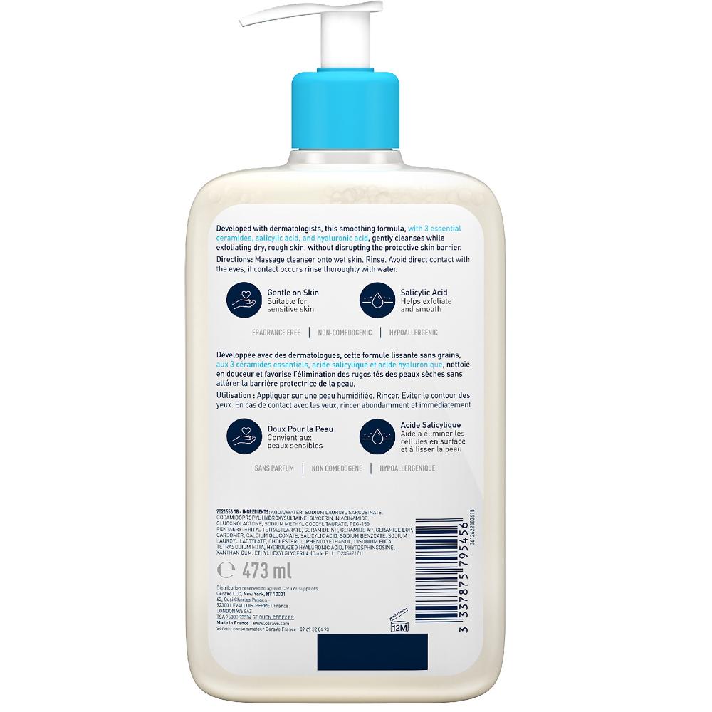 Lookfantastic CeraVe SA Smoothing Cleanser With Salicylic Acid For Dry Rough & Bumpy Skin 473ml