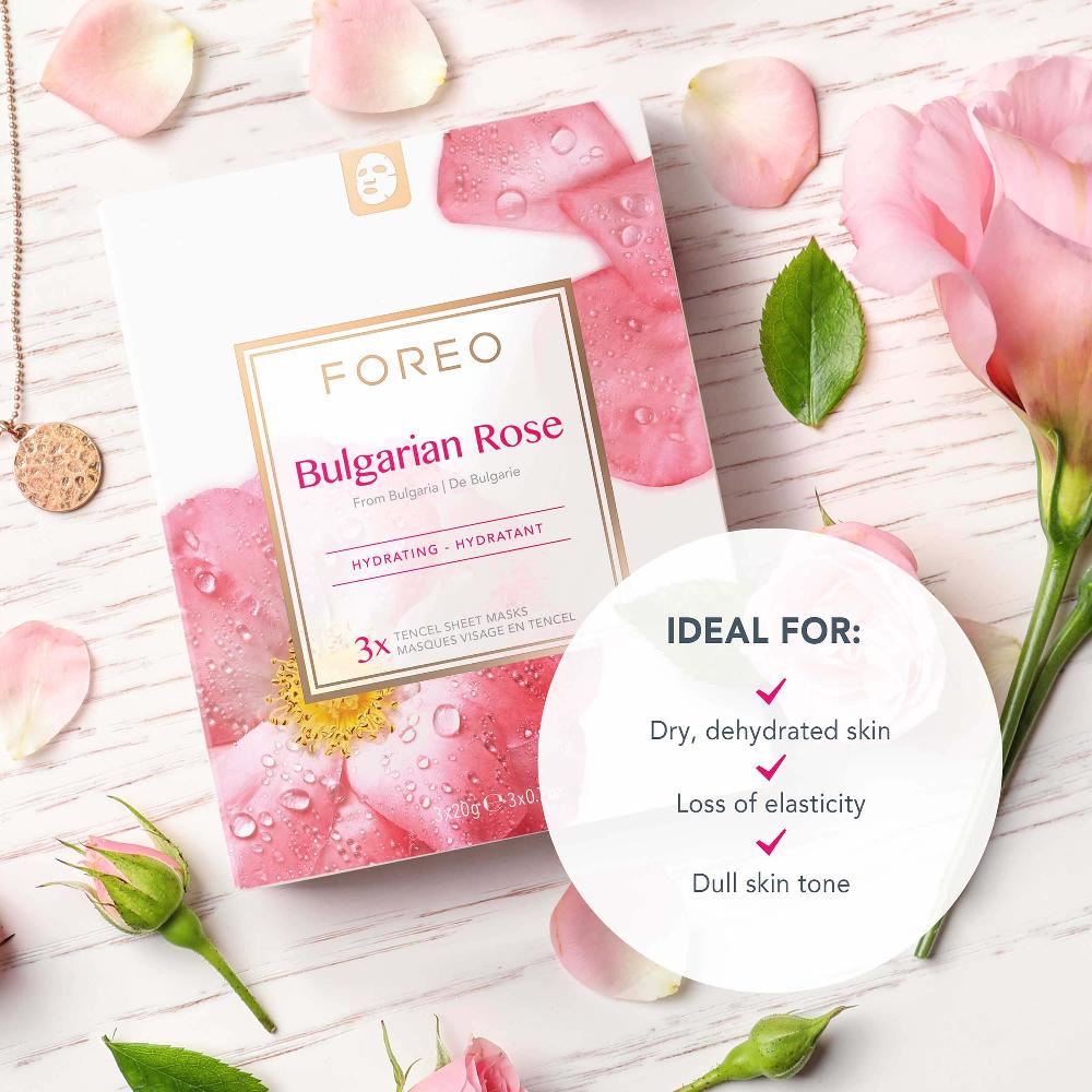 Lookfantastic FOREO Bulgarian Rose Moisture-Boosting Sheet Face Mask (3 Pack)