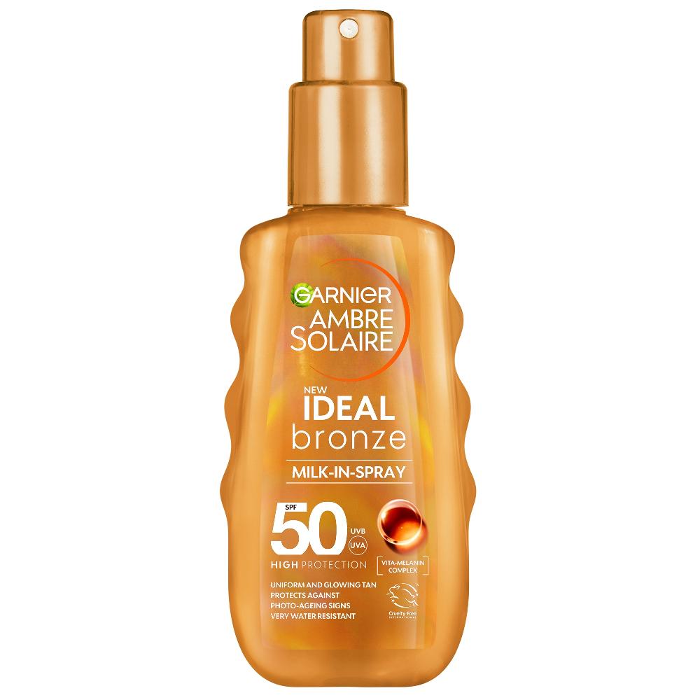 lookfantastic Garnier Ambre Solaire Ideal Bronze Milk-In Tanning SPF 50 Spray for Face and Body 150ml