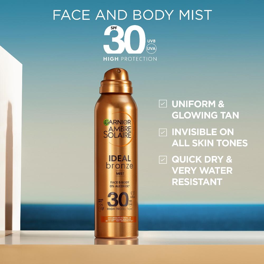 Lookfantastic Garnier Ambre Solaire Ideal Bronze Tanning Mist For Face And Body SPF 30 150ml