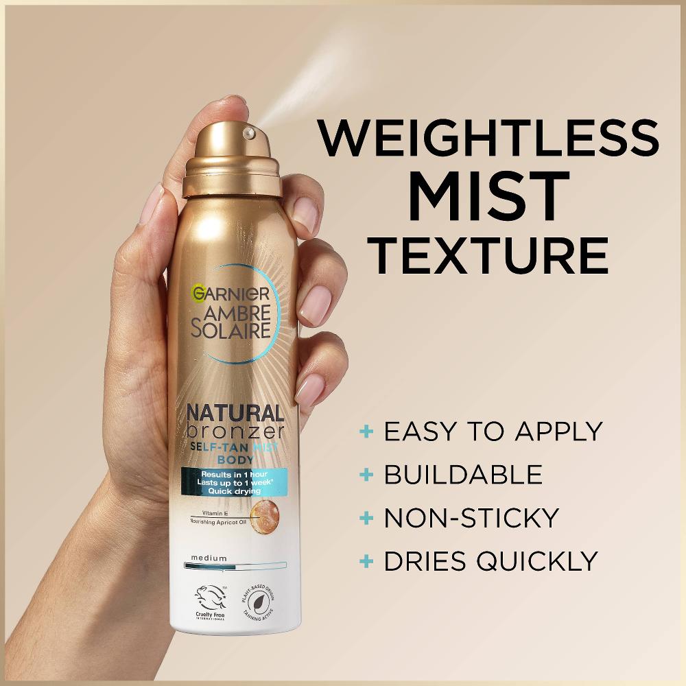 Lookfantastic Garnier Ambre Solaire Natural Bronzer Quick Drying Body Self Tan Mist Medium 150ml