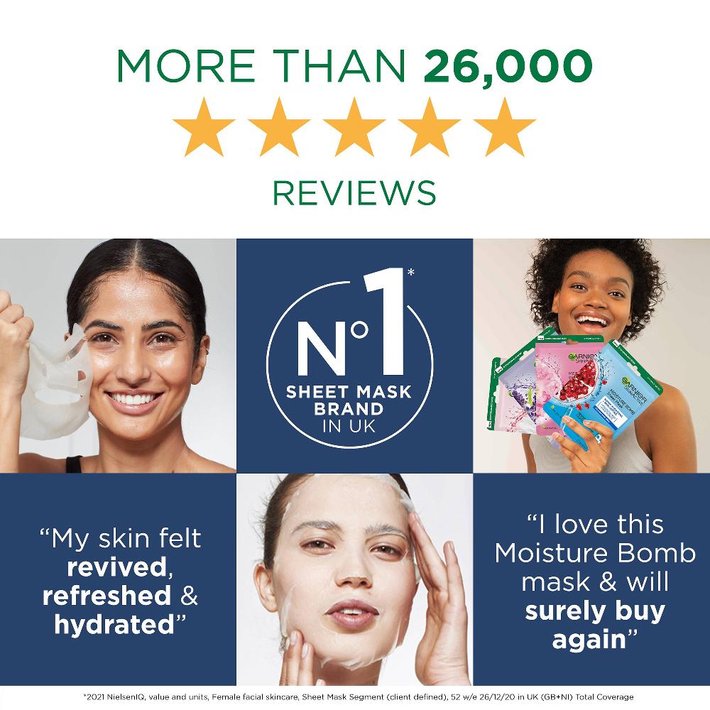 Lookfantastic Garnier Moisture Bomb Deep Sea Water & Hyaluronic Acid Tissue Mask Night 32 g