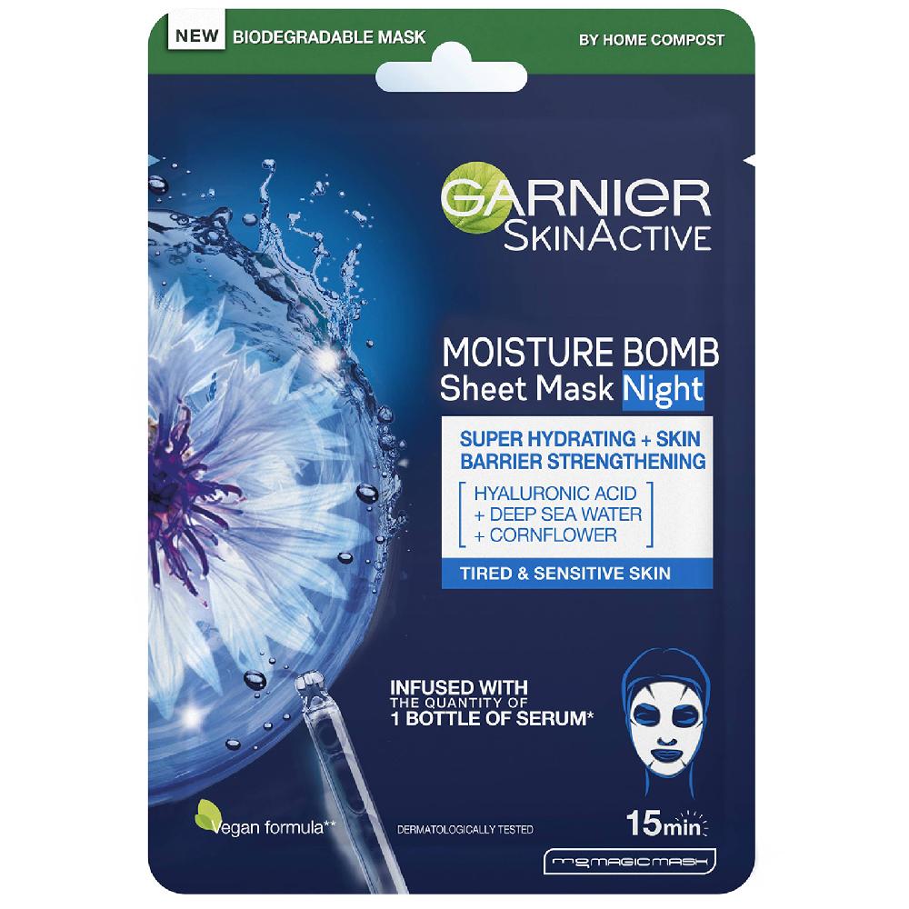 lookfantastic Garnier Moisture Bomb Deep Sea Water & Hyaluronic Acid Tissue Mask Night 32 g