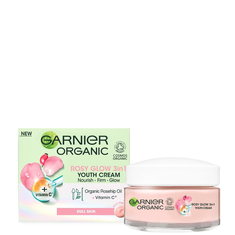 lookfantastic Garnier Organic Rosy Glow 3-in-1 Youth Cream 50ml