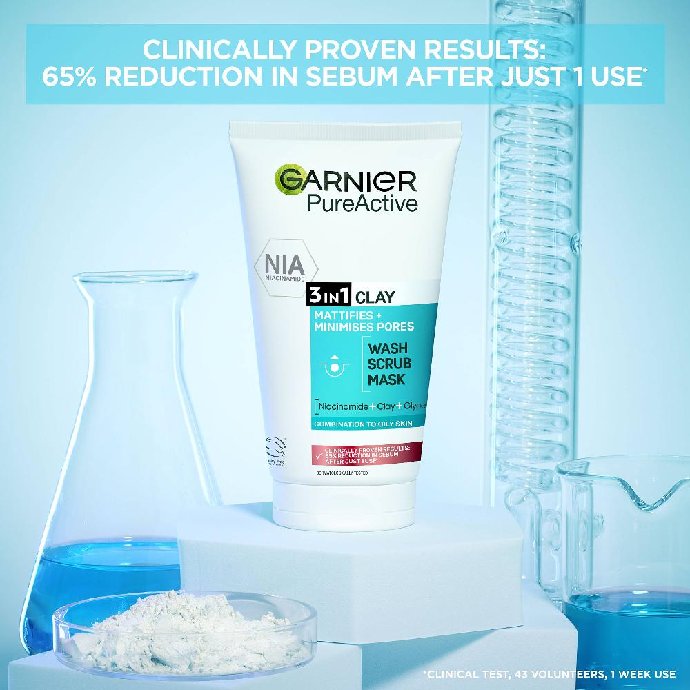 Lookfantastic Garnier Pure Active 3-in-1 Wash Scrub Mask (150ml)