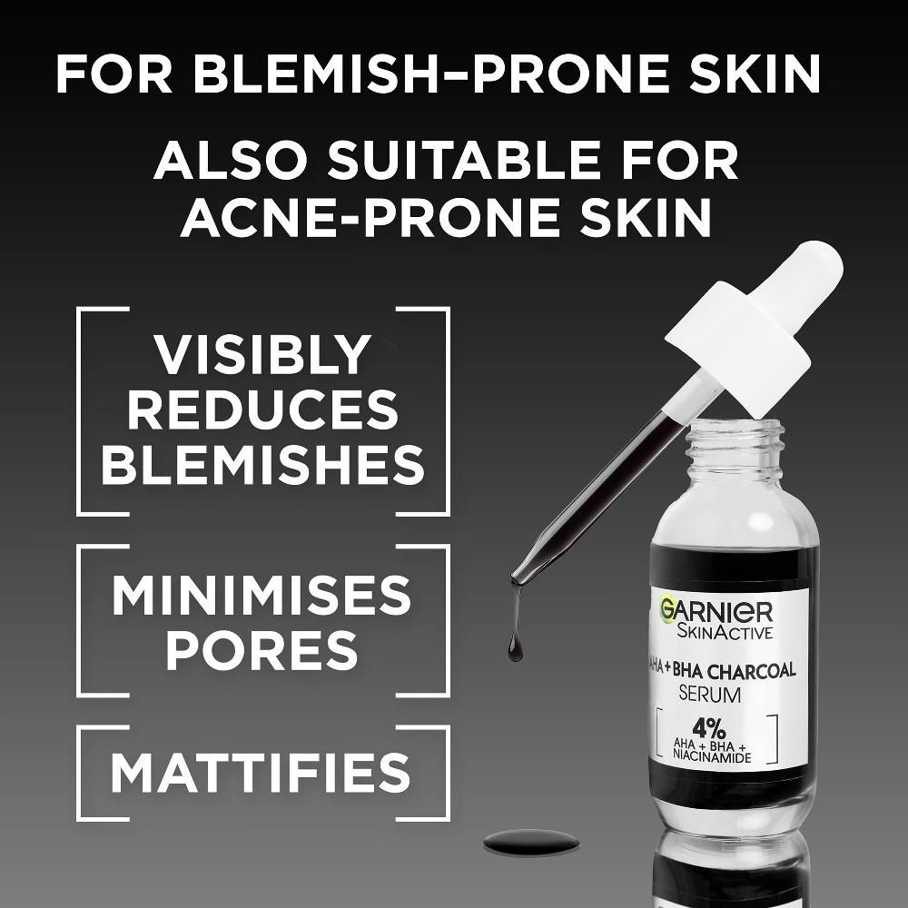Lookfantastic Garnier Skinactive 4 % AHA BHA Und Nicotinamid-Kohle-Serum Erneuert Und Glättet Die Hautstruktur 30 ml