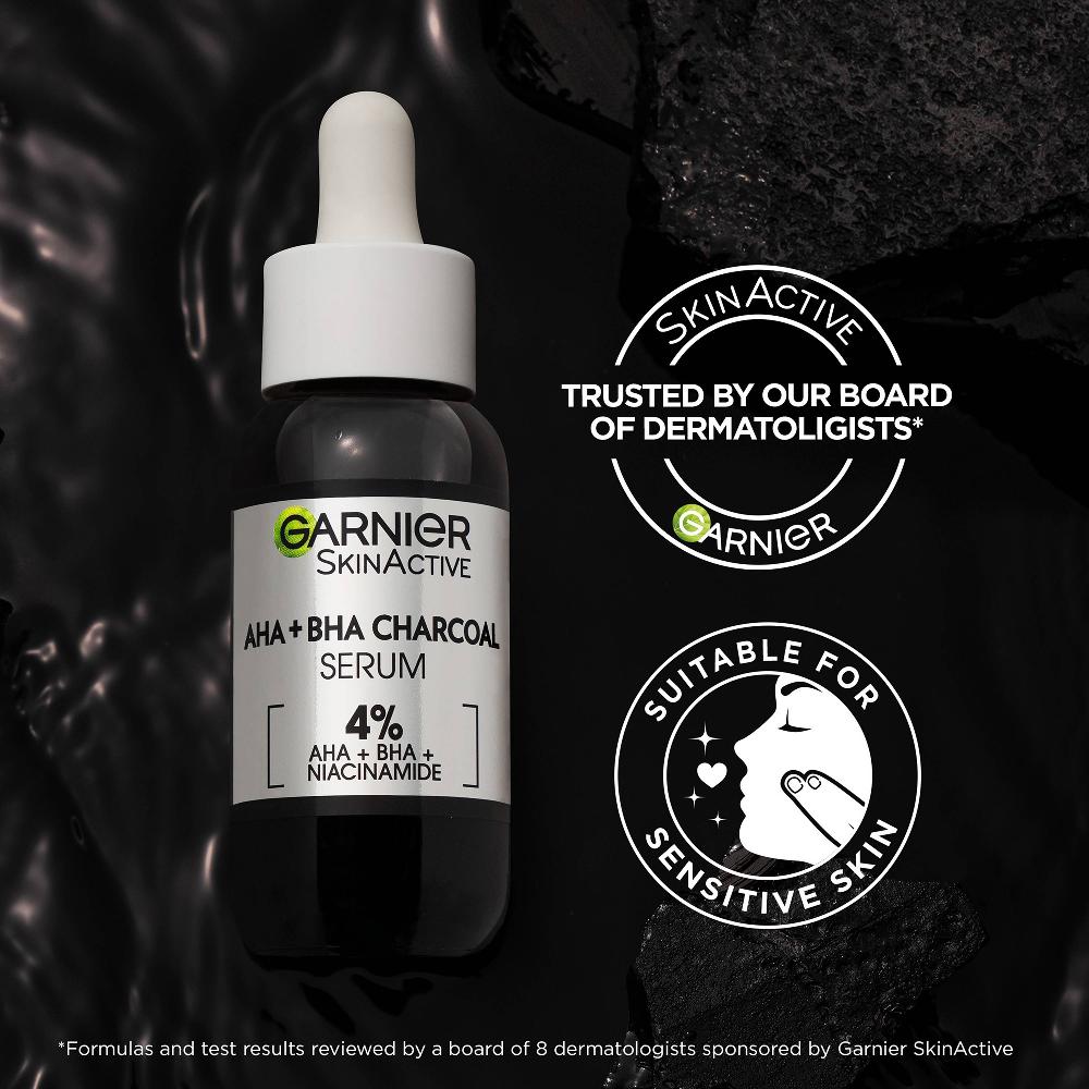 Lookfantastic Garnier Skinactive 4 % AHA BHA Und Nicotinamid-Kohle-Serum Erneuert Und Glättet Die Hautstruktur 30 ml