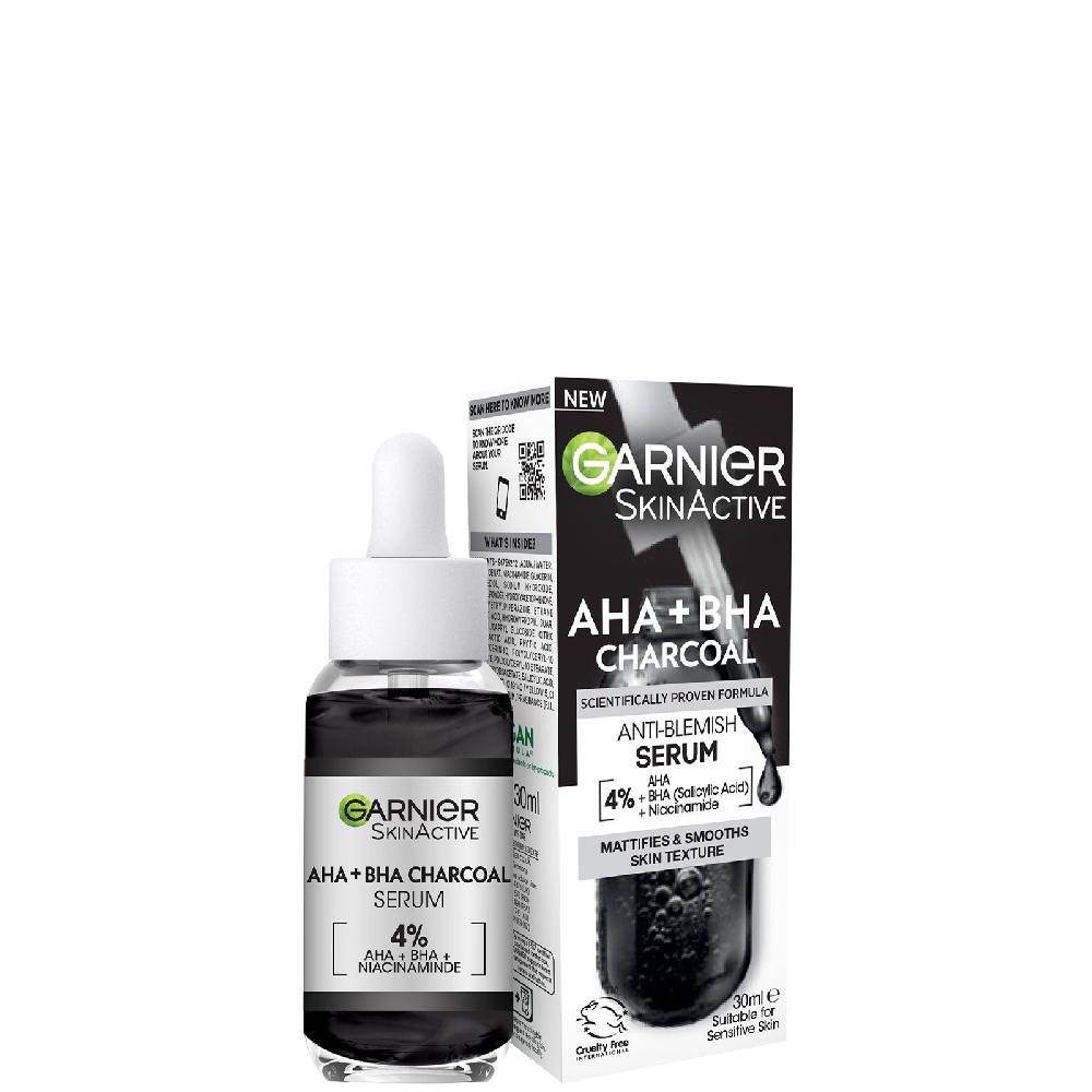 lookfantastic Garnier Skinactive 4 % AHA BHA und Nicotinamid-Kohle-Serum Erneuert und Glättet die Hautstruktur 30 ml