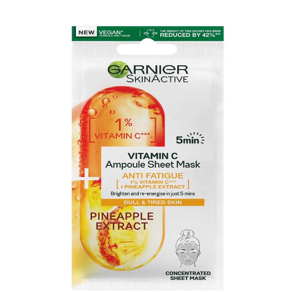 lookfantastic Garnier SkinActive Anti Fatigue Ampoule Sheet Mask - Pineapple and 1% Vitamin C 15g