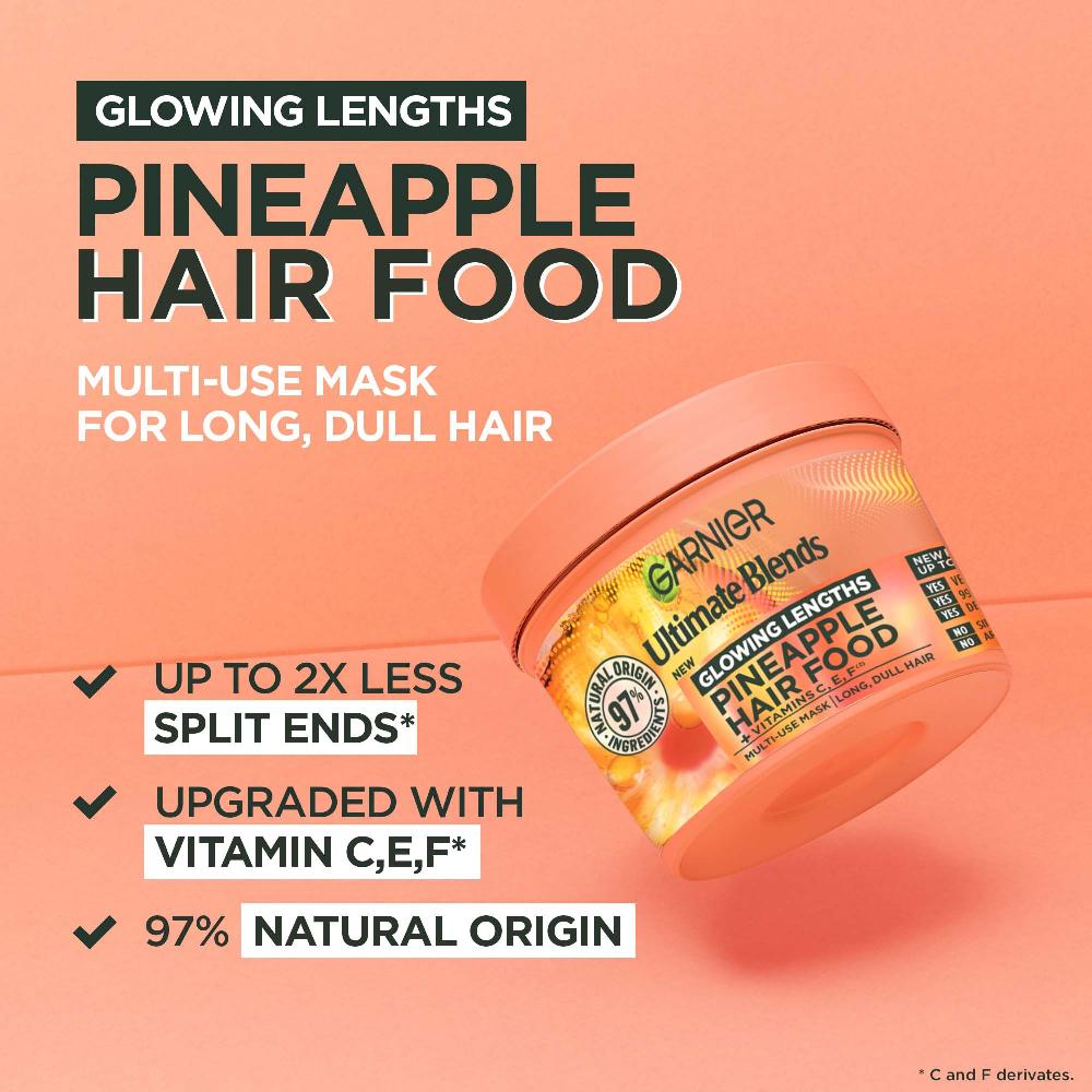 Lookfantastic Garnier Ultimate Blends Glowing Lengths Ananas Und Amla Hair Food 3-in-1-Haarmaskenbehandlung 400 ml