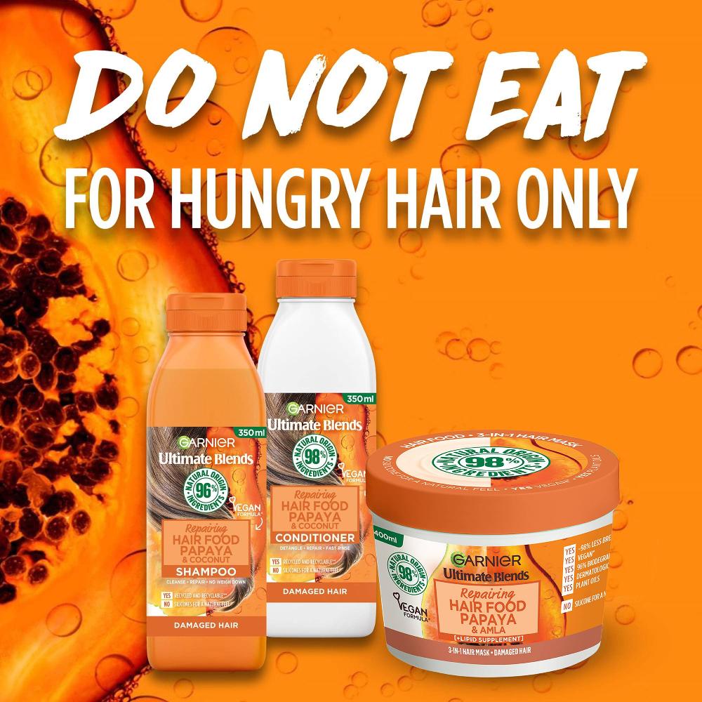 Lookfantastic Garnier Ultimate Blends Repairing Hair Food Papaya Shampoo For Damaged Hair 350 ml