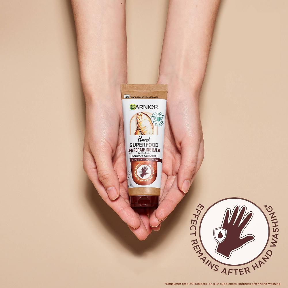 Lookfantastic Garnier Vegan Hand Superfood Reparierende Handcreme Mit Kakao Und Ceramid Für Sehr Trockene Raue Hände 75 ml