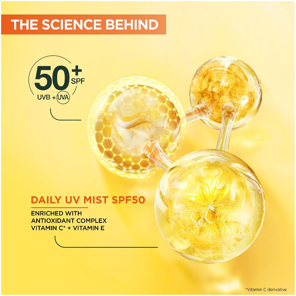 Lookfantastic Garnier Vitamin C Brightening Over Make-Up UV Mist Invisible With SPF50+ And Vitamin C 75ml