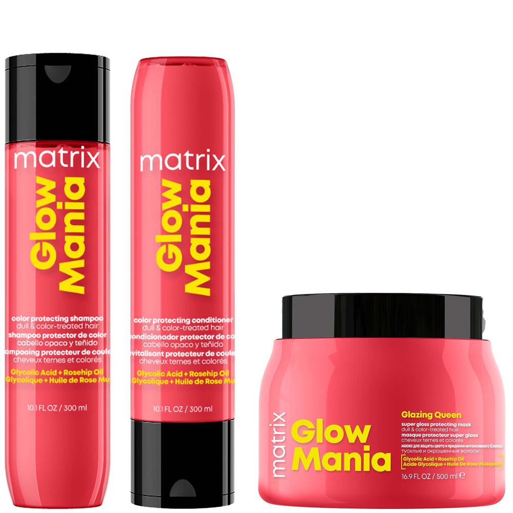 lookfantastic Glow Mania Colour Protecting Shampoo Conditioner & Mask Trio for Coloured Hair