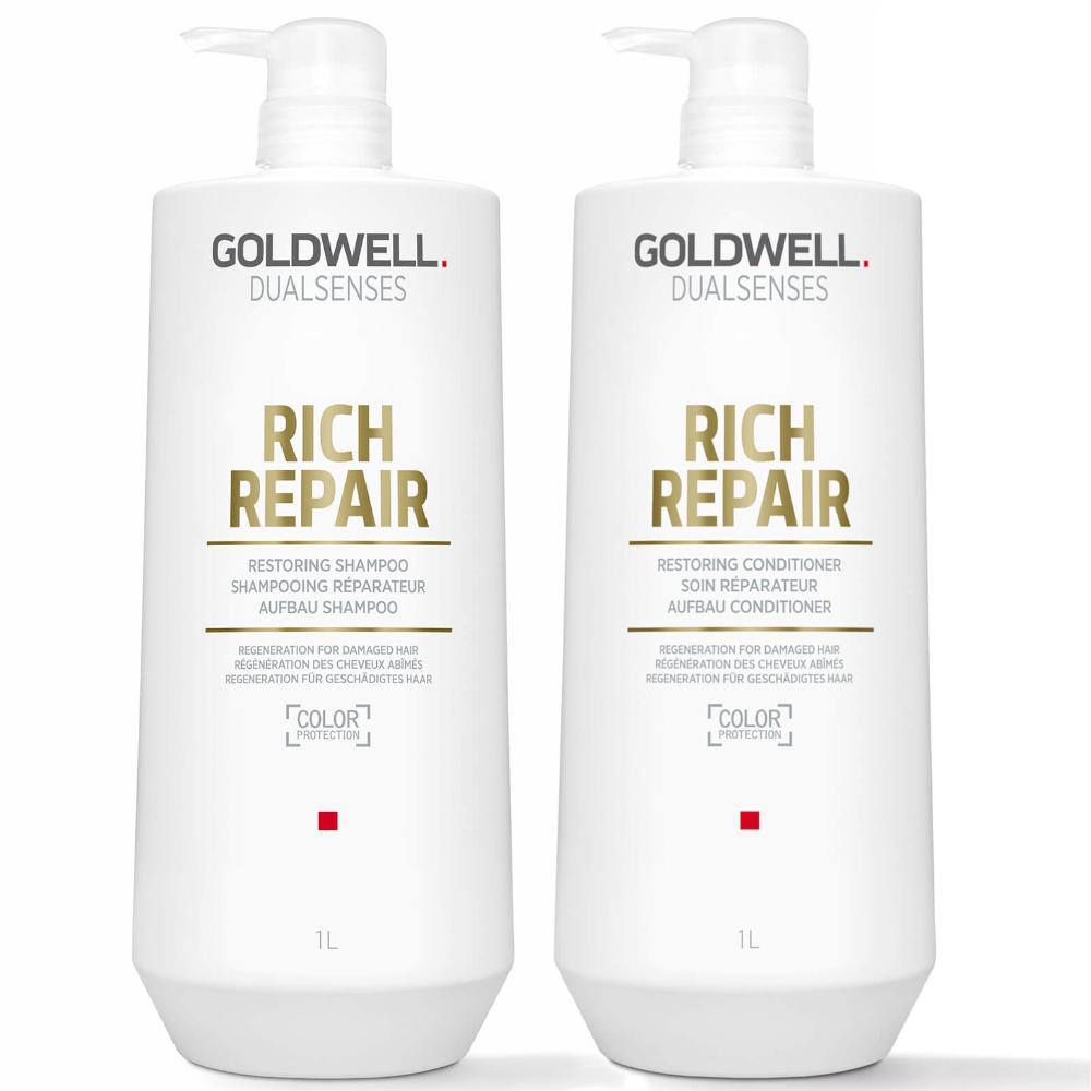 lookfantastic Goldwell Dualsenses Rich Repair Restoring Shampoo and Conditioner 1L Duo
