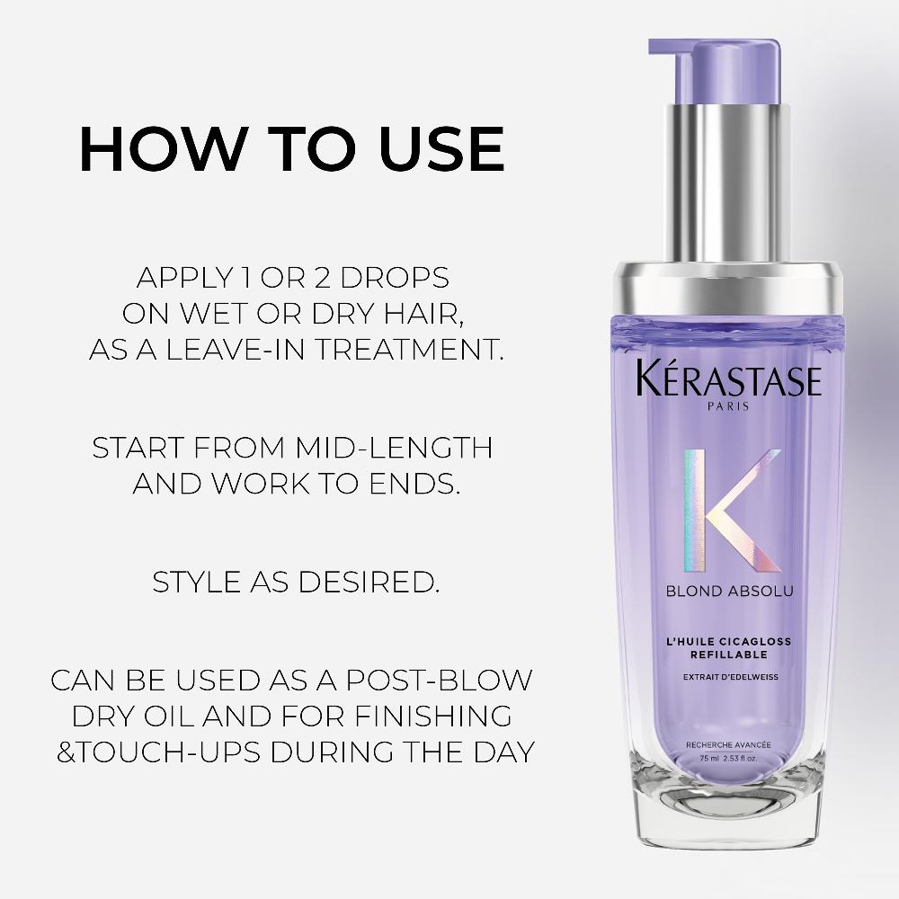 Lookfantastic Kérastase Blond Absolu L’Huile Cicagloss Refillable Hair Oil 75ml And Refill Capsule Duo For Blonde Or Lightened Hair