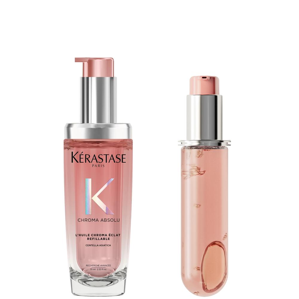lookfantastic Kérastase Chroma Absolu Refillable Hair Oil and Refill Capsule Duo for Fine to Medium Hair with Glycerin & Hyaluronic Acid 75ml