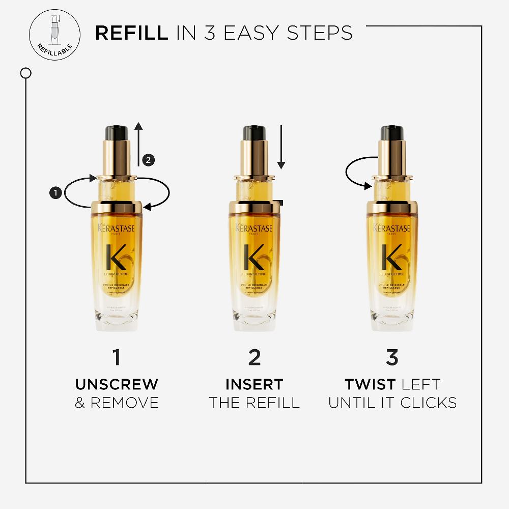 Lookfantastic Kérastase Elixir Ultime L'Huile Originale Hair Oil 75ml For All Hair Types With 75ml Refill Bundle