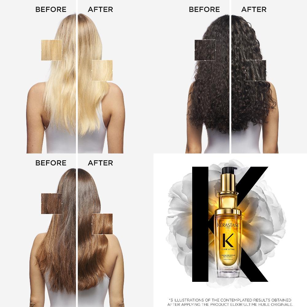 Lookfantastic Kérastase Elixir Ultime L'Huile Originale Hair Oil 75ml And Elixir Ultime Hair Oil 30ml Travel Size Duo For All Hair Types
