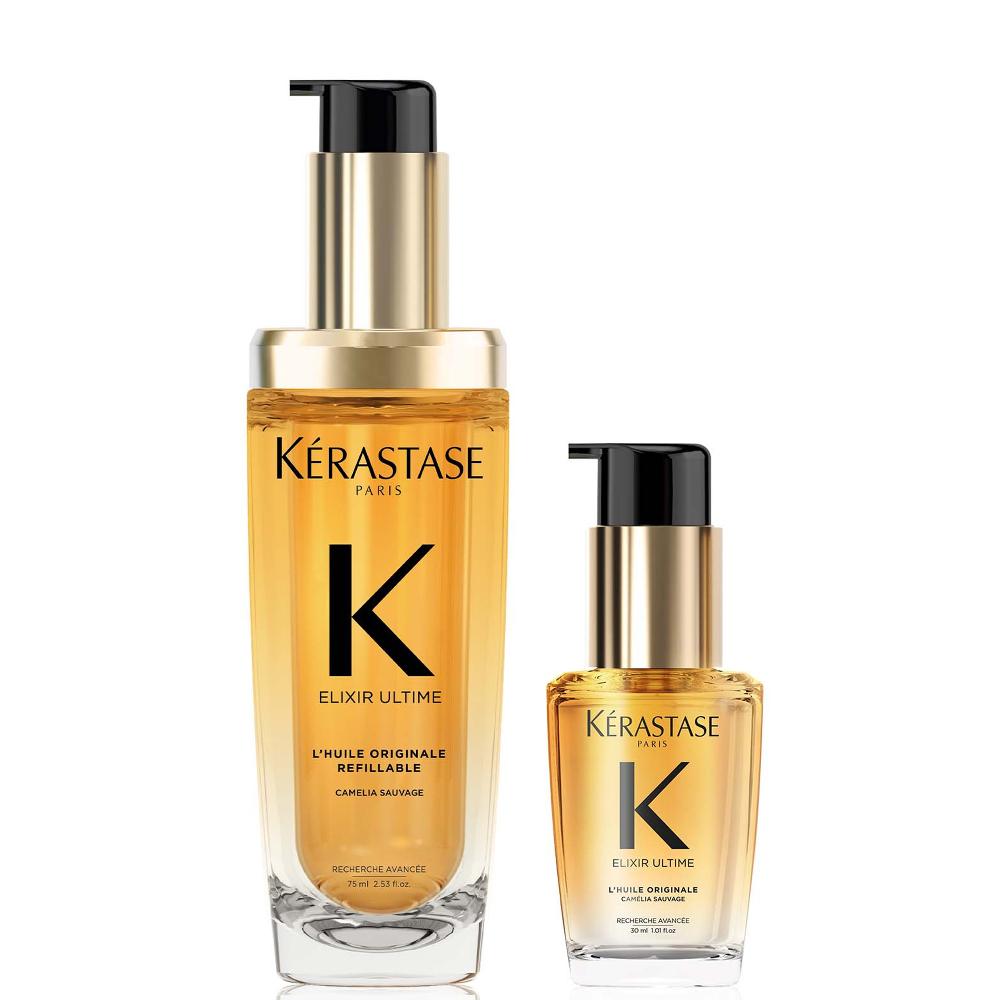 lookfantastic Kérastase Elixir Ultime L'Huile Originale Hair Oil 75ml and Elixir Ultime Hair Oil 30ml Travel Size Duo for All Hair Types