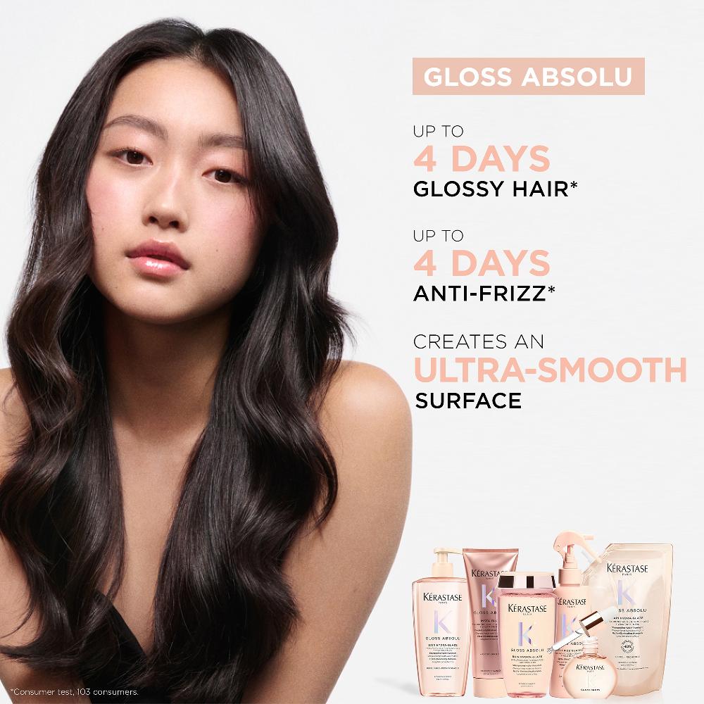 Lookfantastic Kérastase Gloss Absolu Refillable Shampoo With Glycolic Acid Hyaluronic Acid And Wild Rose In Oil 500ml