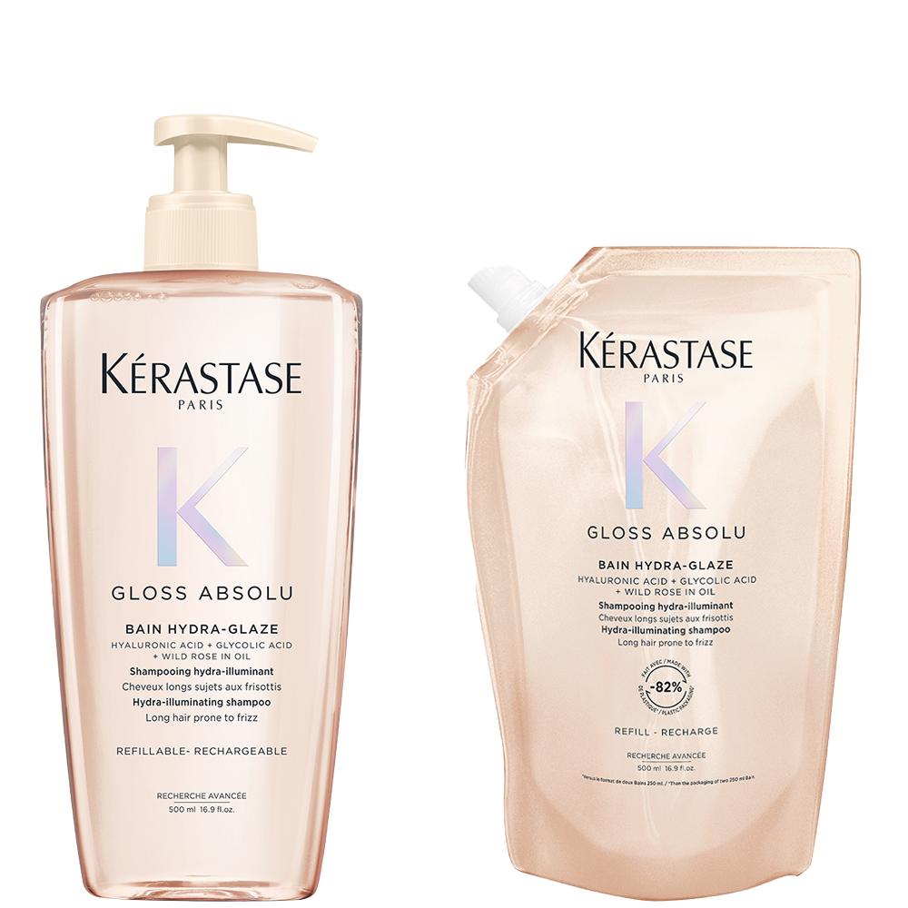lookfantastic Kérastase Gloss Absolu Shampoo 500ml and Refill Pouch Bundle