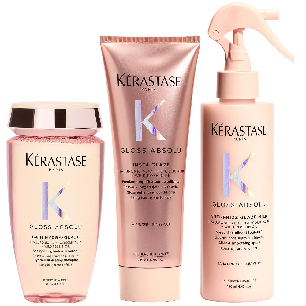 lookfantastic Kérastase Gloss Absolu Shampoo Conditoner and Milk Bundle
