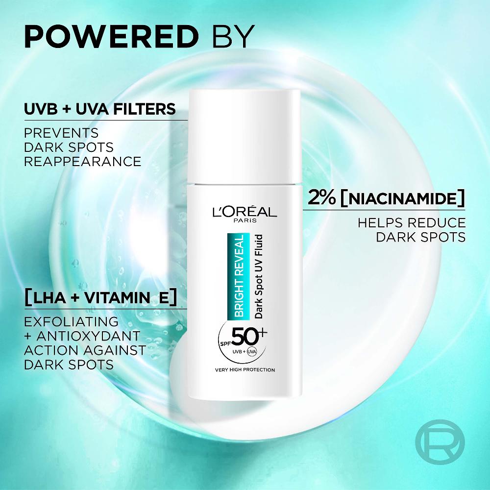 Lookfantastic L'Oréal Paris Bright Reveal Dunkle Flecken UV-Fluid LSF 50+ Mit Nicotinamid 50 ml