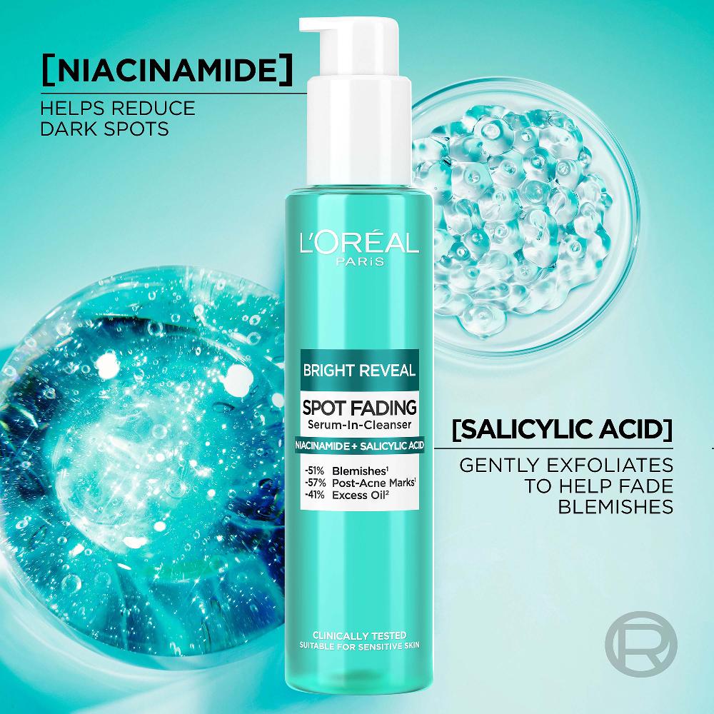 Lookfantastic L'Oréal Paris Bright Reveal Flecken Bleichendes Serum-in-Reinigungswasser With Nicotinamid And Salizylsäure 150 ml