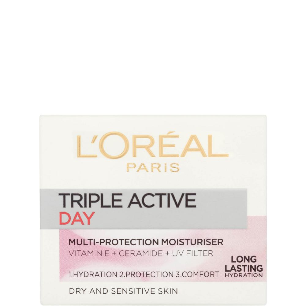Lookfantastic L'Oréal Paris Dermo Expertise Triple Active Day Multi-Schutz Feuchtigkeitspflege – Trockene/Empfindliche Haut (50 ml)