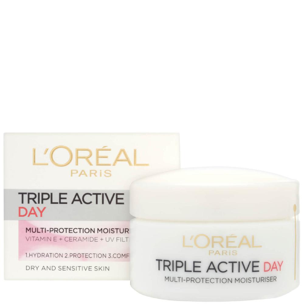 lookfantastic L'Oréal Paris Dermo Expertise Triple Active Day Multi-Schutz Feuchtigkeitspflege – Trockene/Empfindliche Haut (50 ml)