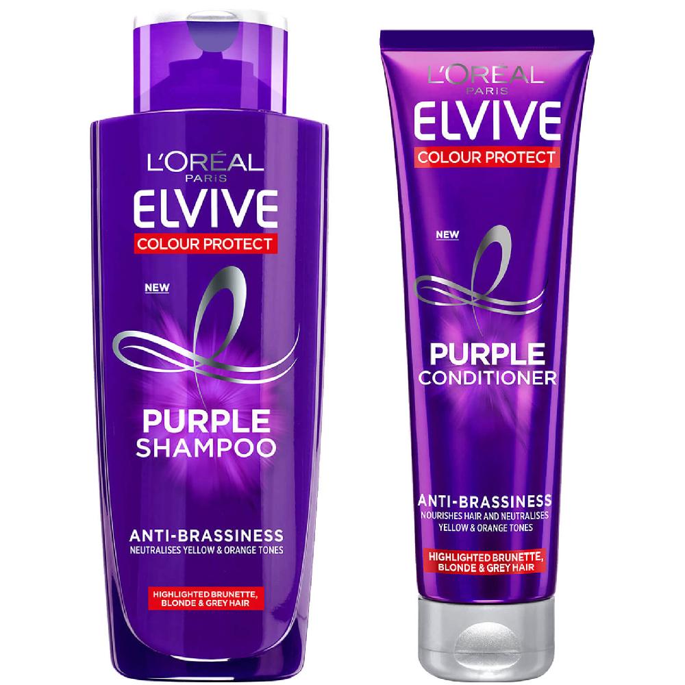 lookfantastic L'Oréal Paris Elvive Colour Protect Anti-Brassiness Purple Shampoo and Conditioner Set