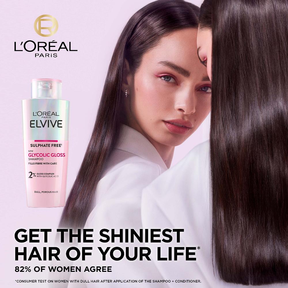 Lookfantastic L'Oréal Paris Elvive Glykol-Glanz-Shampoo Ohne Sulfat Für Stumpfes Haar 200 ml