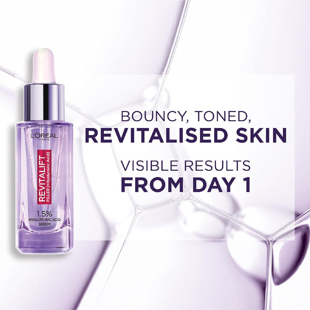 Lookfantastic L'Oréal Paris Exclusive Revitalift Filler With 1.5% Hyaluronic Acid Anti-Wrinkle Dropper Serum Duo 2 X 30ml
