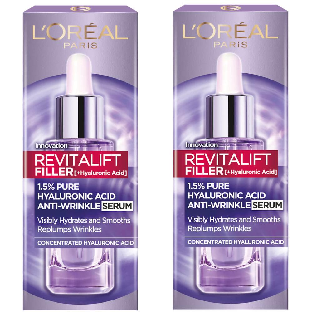 lookfantastic L'Oréal Paris Exclusive Revitalift Filler with 1.5% Hyaluronic Acid Anti-Wrinkle Dropper Serum Duo 2 x 30ml