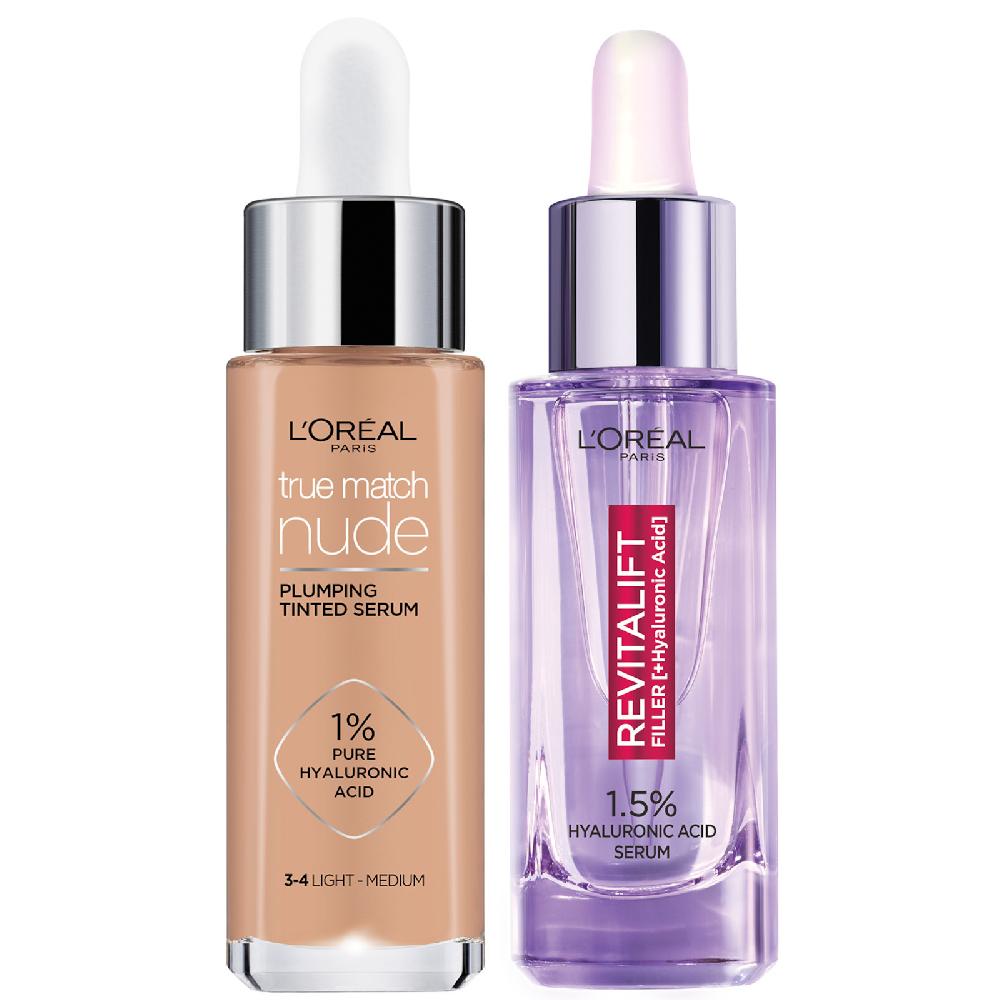 lookfantastic L'Oreal Paris Hyaluronic Acid Revitalift Filler Serum and True Match Tinted Serum Duo (Various Shades)
