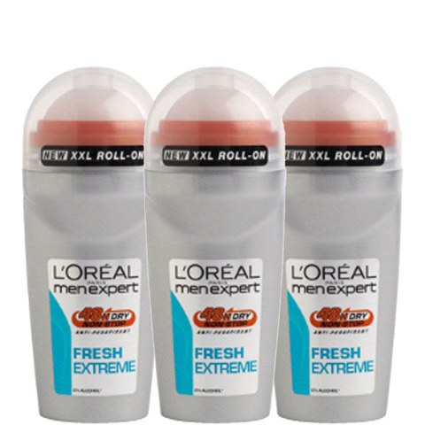 lookfantastic L'Oreal Paris Men Expert Fresh Extreme Deodorant Roll-On (50 ml) Trio