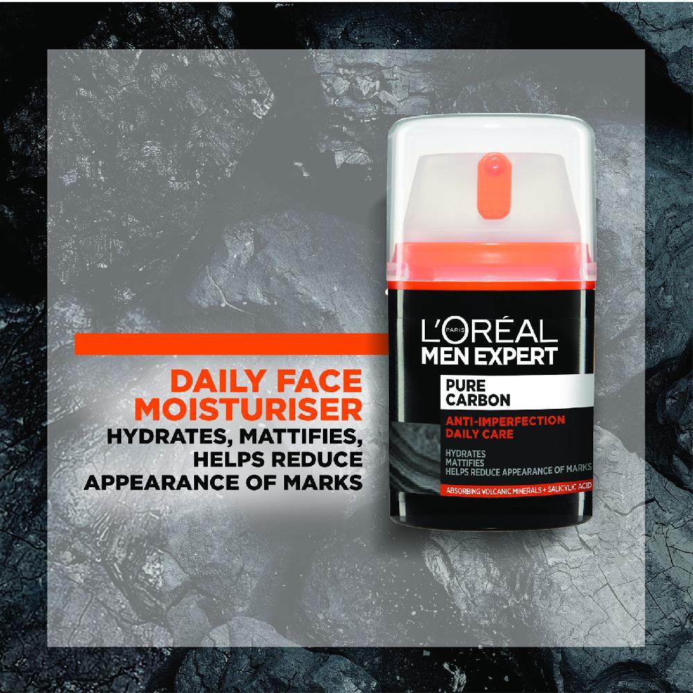 Lookfantastic L'Oréal Paris Men Expert Pure Carbon Anti-Pickel Peeling-Gesichtscreme Für Den Täglichen Gebrauch 50 ml