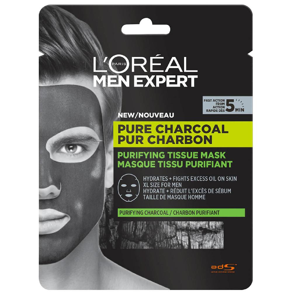 lookfantastic L'Oréal Paris Men Expert Pure Charcoal Gewebereinigende Gesichtsmaske 30 g